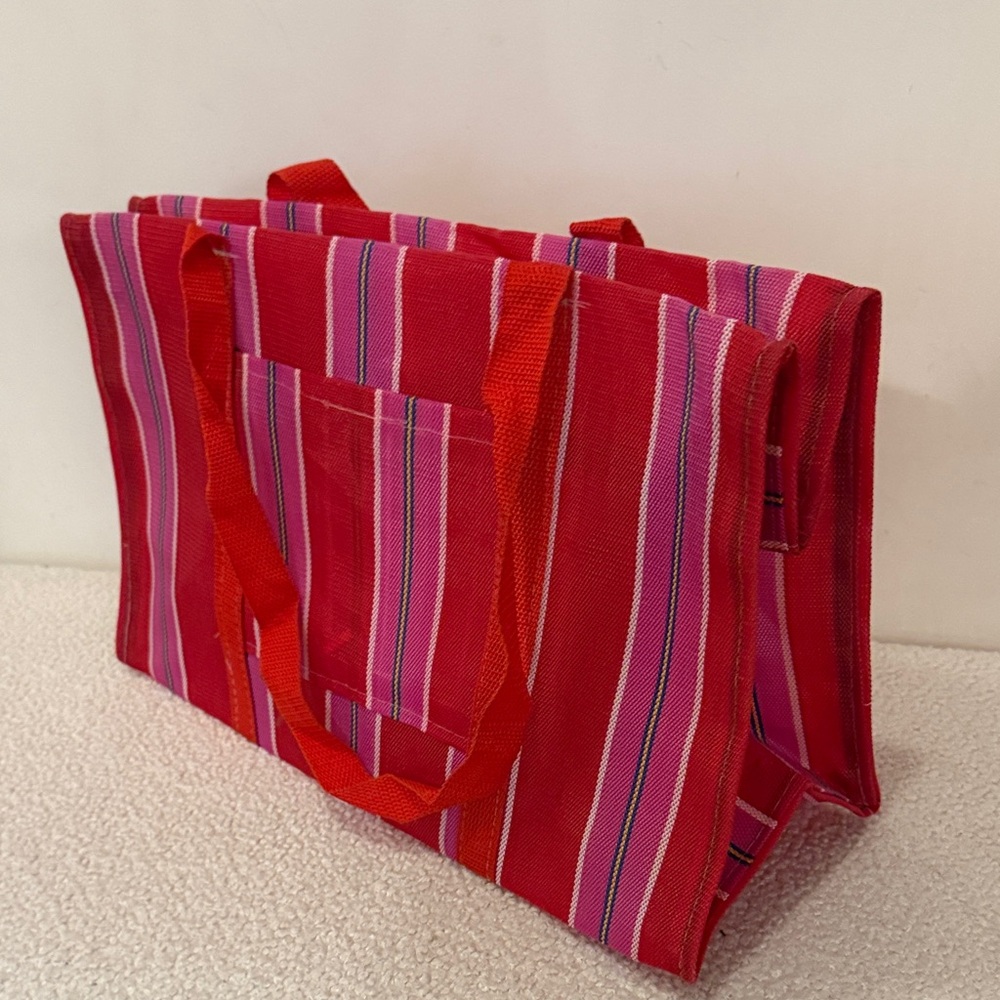 Striped Red and Pink Summer Tote Bag